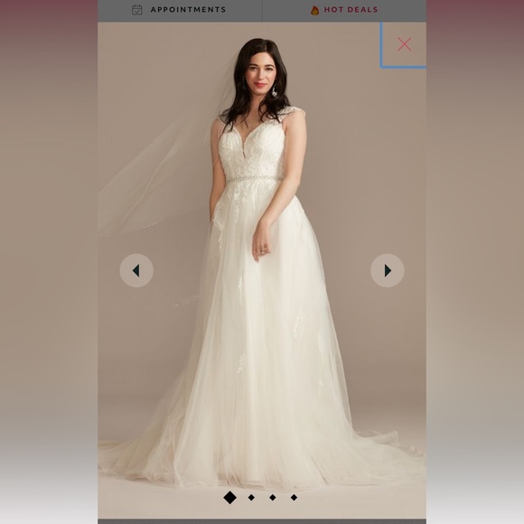 Oleg Cassini plunging open back tulle wedding dress NWT - Picture 4 of 7